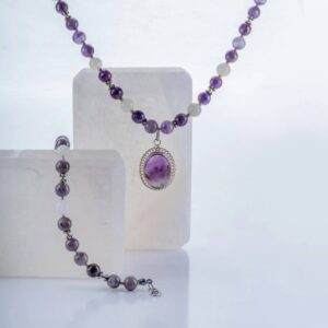 Amethyst and moonstone necklace and bracelet