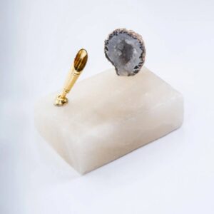 Pen holder and card of rock salt